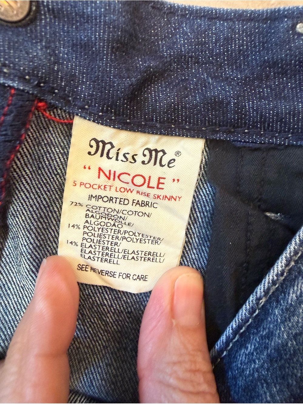 MISS ME “NICOLE” 5 pocket low rise skinny jeans. Size 30/10 - Picture 4 of 4